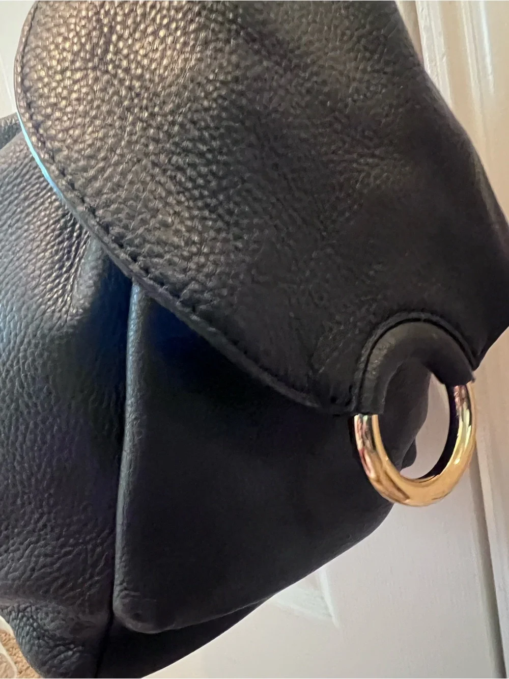 Vince Camuto Black Pebbled Leather Hobo Shoulder Bag